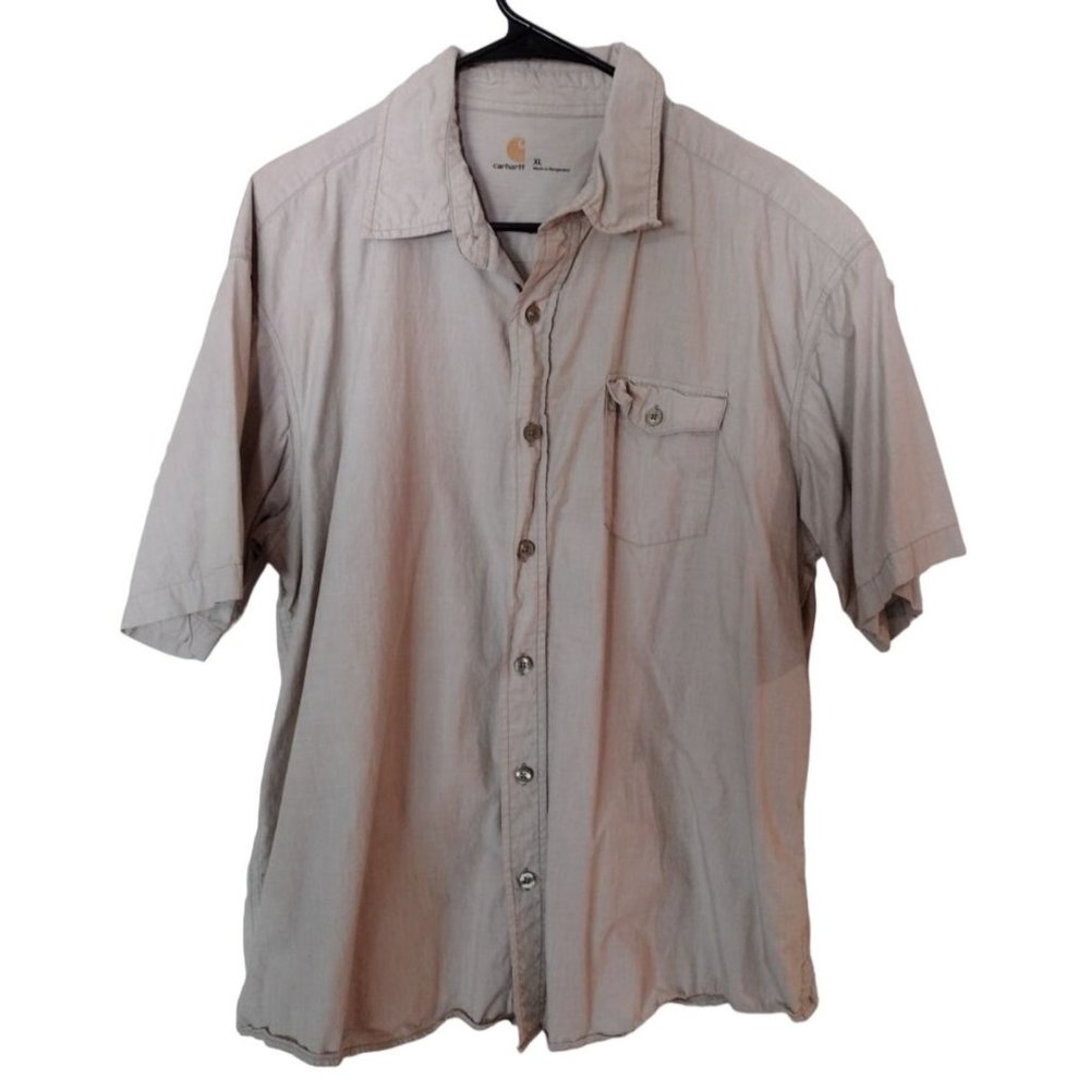 Men's XL Tan Carhartt Short Sleeve Button Up Shirt